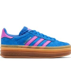 adidas Bold Blue Purple Burst Gazelle Platform Sneaker for Women Sz 10